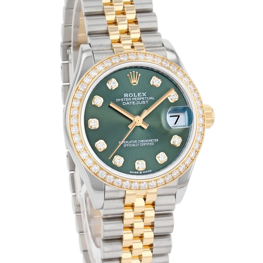 ROLEX DATEJUST 278383RBR GREEN DIAL FACTORY DIAMOND BEZEL NEW 2026